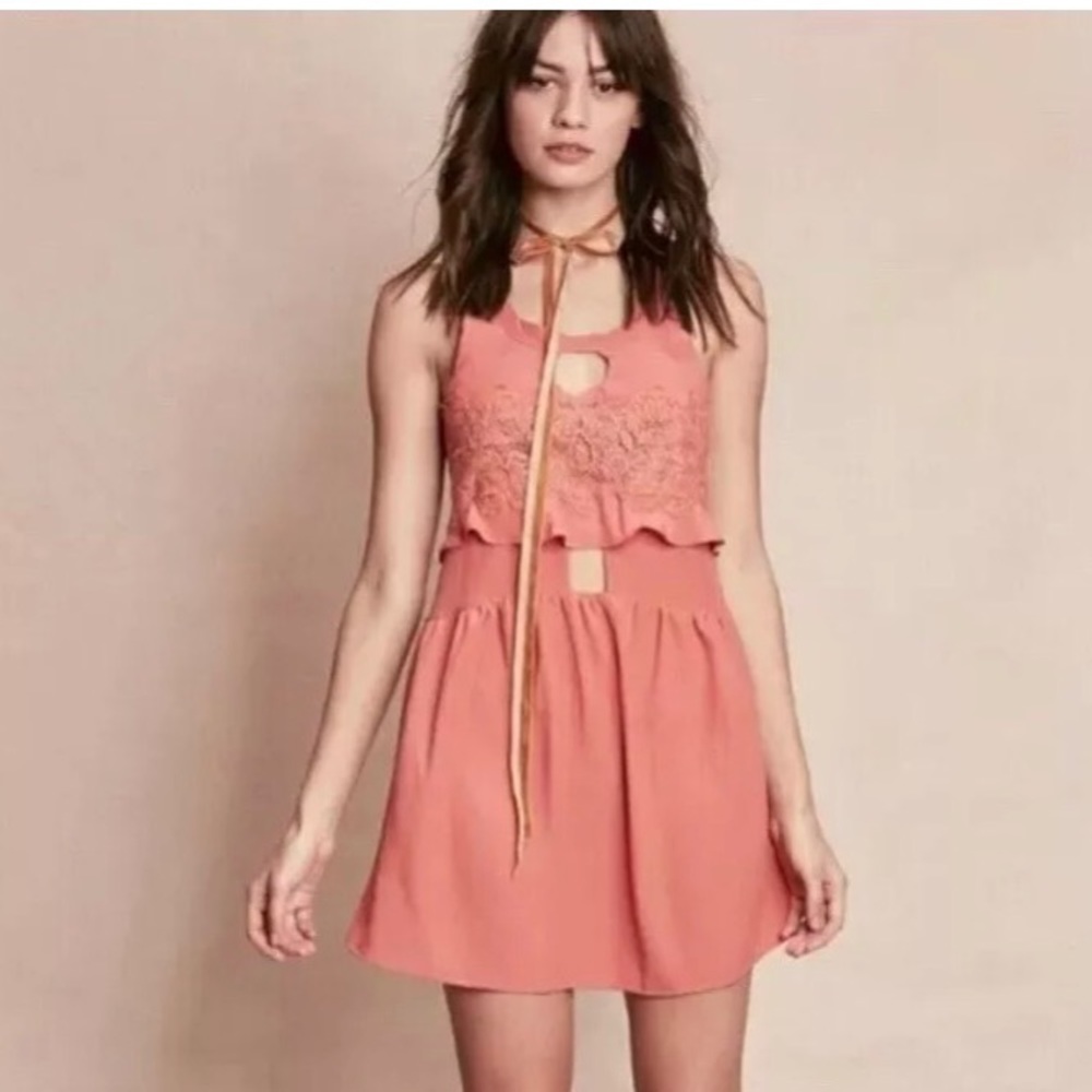 For Love And Lemons Sienna Terracotta Ruffle Dress